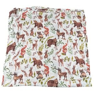 LifeTree Woodland Animal Muslin Swaddle Blanket Bamboo Cotton Mix 46x47 922